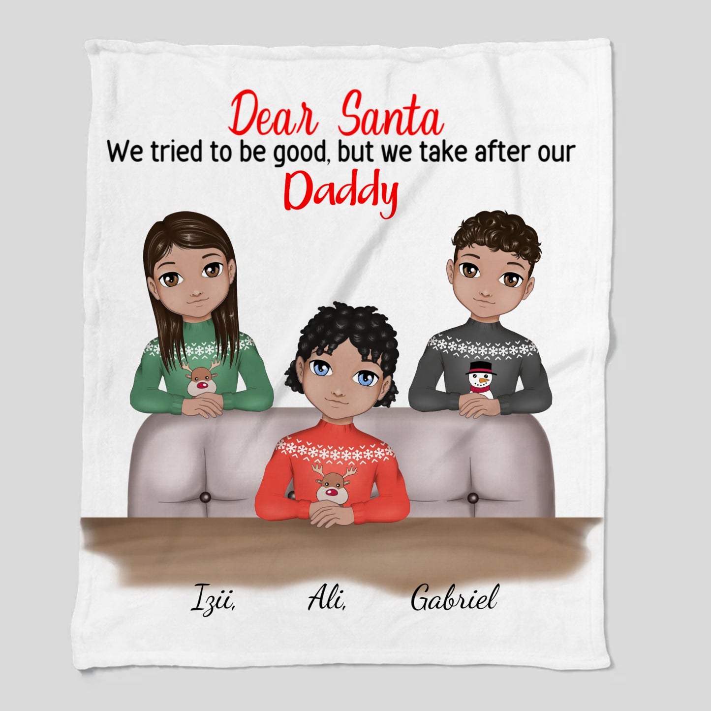 PERSONALIZED Premium Sherpa Blanket 50×60 | Title can be changed to Daddy, Mommy, Aunt, Uncle, Grandpa, Grandma | 1-4 Kids