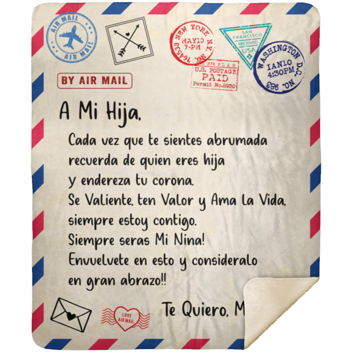A Mi Hija From Mama Letter Blanket | Silky Soft Throw or Premium Sherpa Fluffy Blanket 50x60