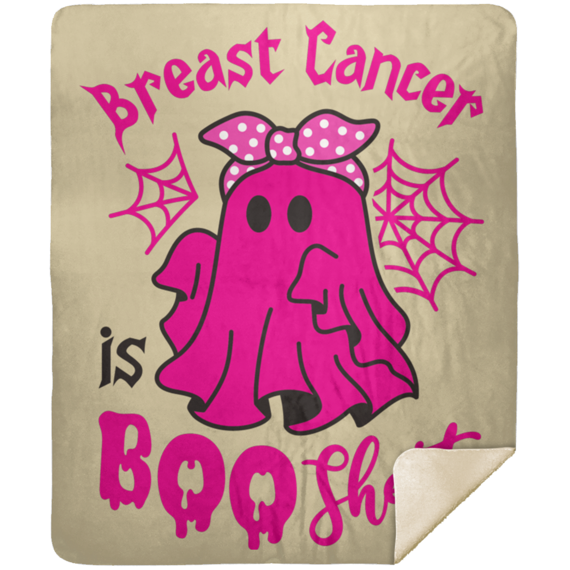 Ghost with a Purpose Cancer Awareness Fluffy Sherpa Blanket 60x80