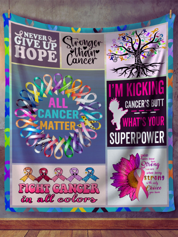 All Cancers Matter Cozy Fleece Blankets or Silky Sherpa Blanket |Cancer Support