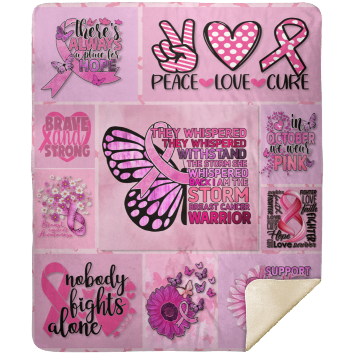 Breast Cancer Awareness Blanket | Cosy Fleece Throw or Silky Sherpa Blanket