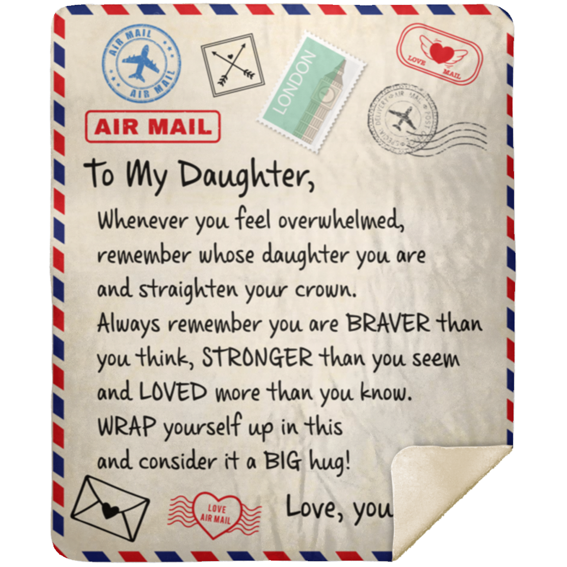 To My Daughter Letter Blanket from Mom | Cozy Silky Soft Throw or Cozy Fluffy Premium Sherpa Blanket 50x60