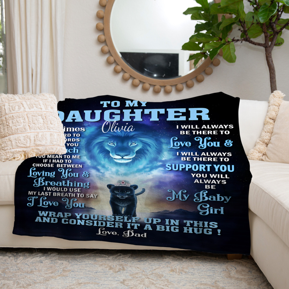 PERSONALIZED Premium Sherpa Blanket 50×60| To My Daughter with Her Name on it | From Dad