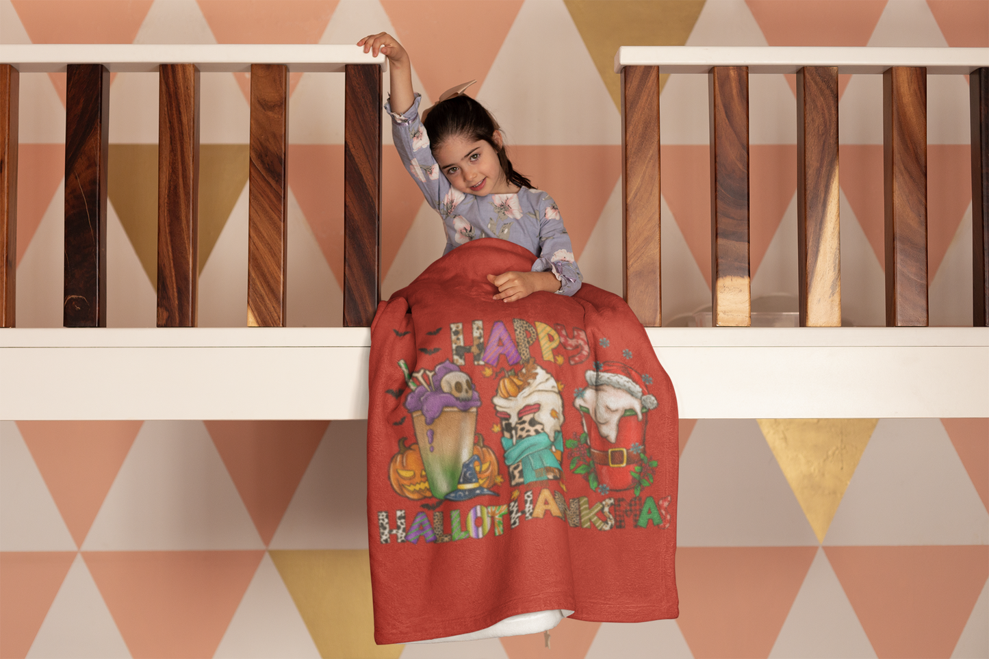 HappyHallothankmas | Cozy Plush Fleece Blanket - 30x40 Lap cover | Child's Blanket