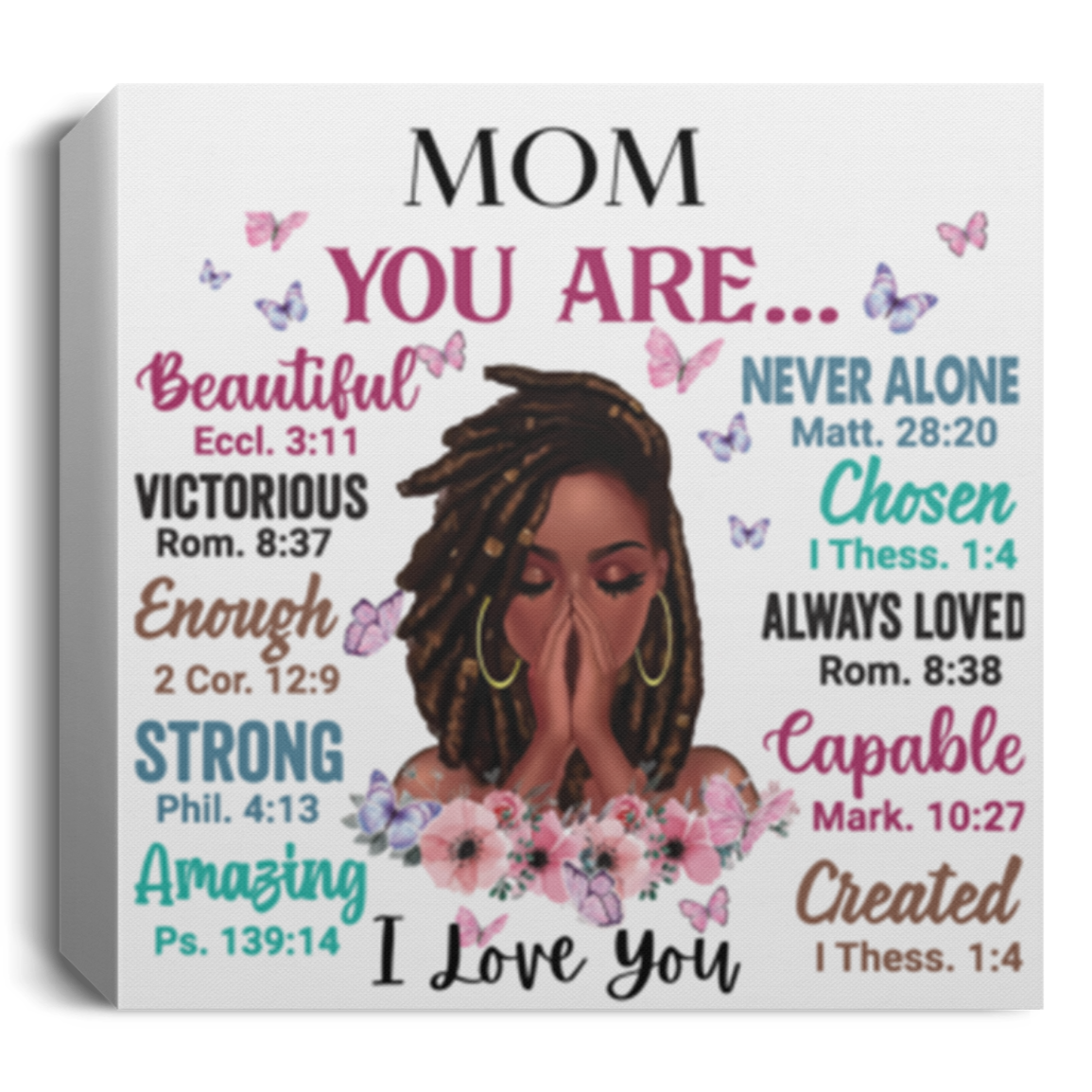 I Love You Mom Canvas Perfect for Christmas, Birthday, Mother's Day or Any Time of the Year
