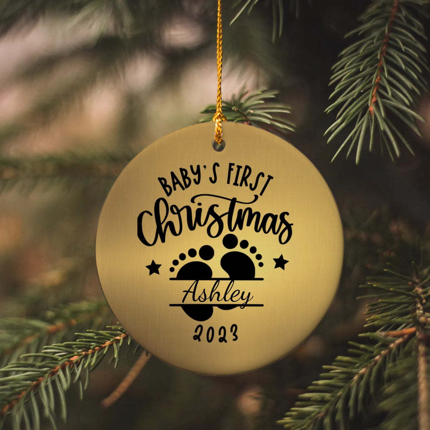 Personalized Baby's First Christmas Gold Ornament