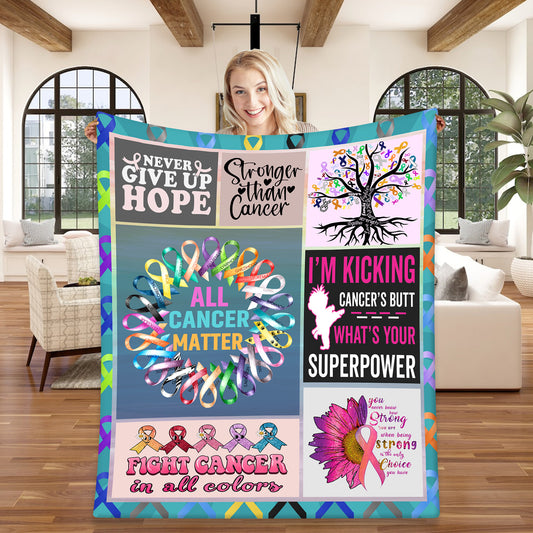 All Cancers Matter Cozy Fleece Blankets or Silky Sherpa Blanket |Cancer Support