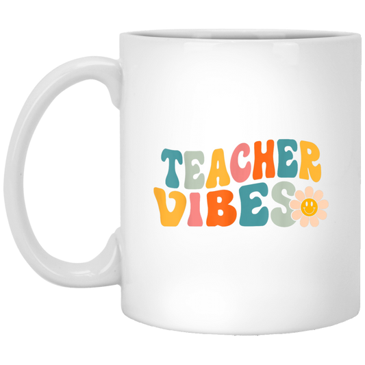 Teacher Vibes Mug -White