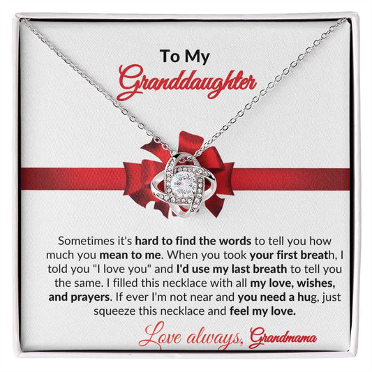 Personalized Recipient and Giver | Beautiful Love Knot Necklace of Eternal Bond. Perfect for Daughter, Granddaughter, Bonus Daughter, Special Niece or or Person in Your Life