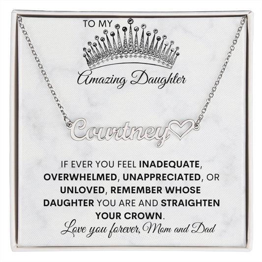 Personalized Name Necklace with Heart to the Special Daughter/ Bonus Daughter/ Granddaughter- in Your Life