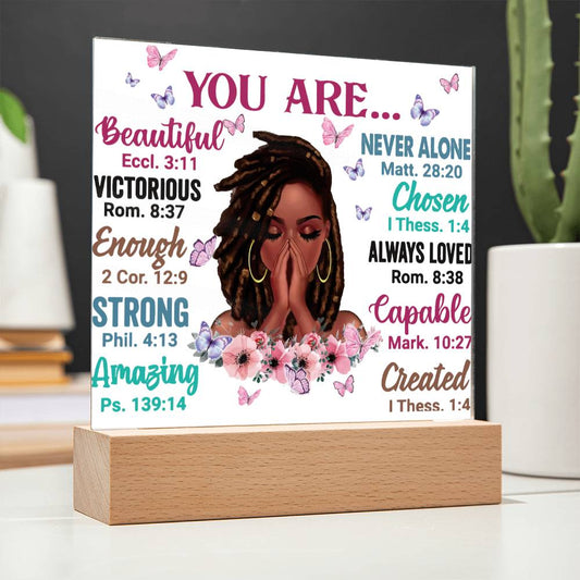 Acrylic You Are Never Alone | Beautiful Acrylic Plaque| Optional LED Base |  Ideal Gift/ Nightlight/Prayer Room Gift for Your Loved One