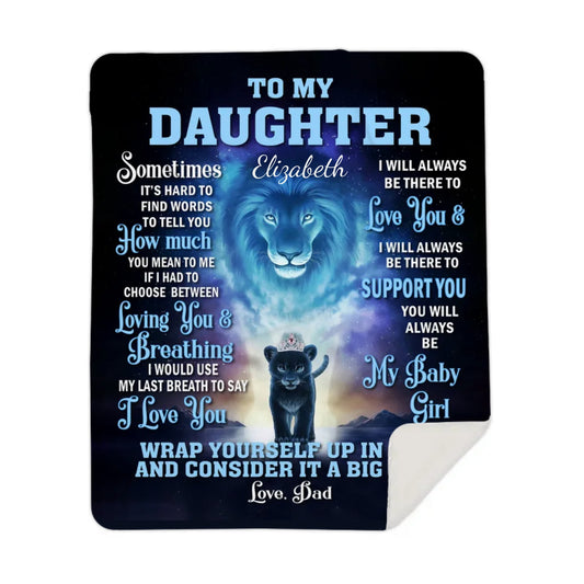 PERSONALIZED Premium Sherpa Blanket 50×60| To My Daughter with Her Name on it | From Dad