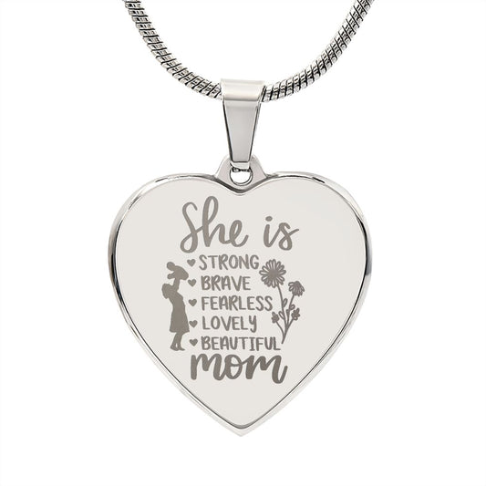 Engrave Heart Necklace | Mom Is| Add Your own Words on the Back Option