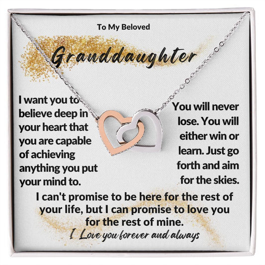 INTERLOCKING HEARTS | TO MY BELOVED GRANDDAUGHTER| PROMISE TO LOVE YOU