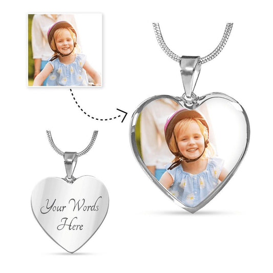 Heart Necklace | Your Loved One's Picture | Your Loving Words | Customizable