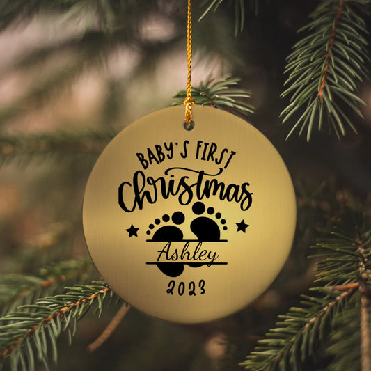 Personalized Baby's First Christmas Gold Ornament